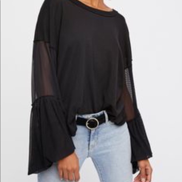 Free People mesh bell sleeve shirt - Picture 3 of 5